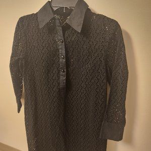 TALBOTS women's Dress Black 100% Cotton Lace size 8P w/ underwear tank Vintage